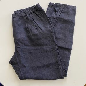 Eileen Fisher organic linen denim blue pants M-L